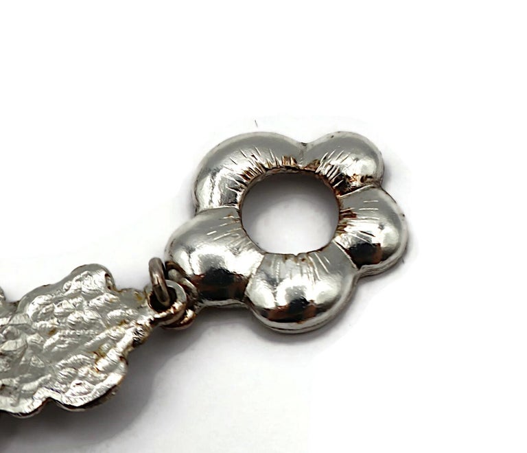 KENZO Vintage Silver Tone Resin Flower Necklace For Sale at 1stDibs