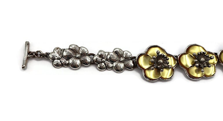 KENZO Vintage Silver Tone Resin Flower Necklace For Sale at 1stDibs