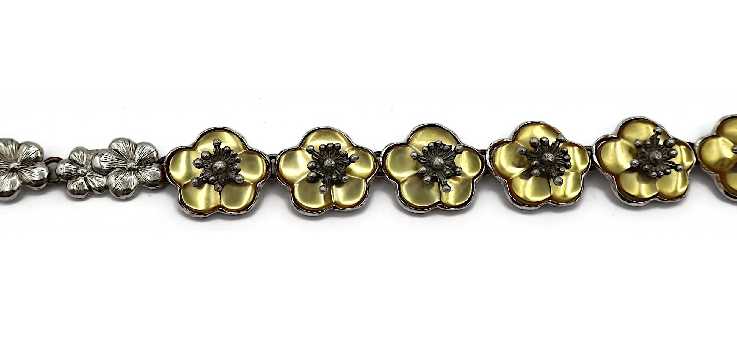 Kenzo - Collana vintage con fiori in resina in tonalità argento in vendita 1
