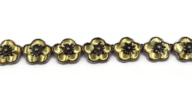 KENZO Vintage Silver Tone Resin Flower Necklace For Sale at 1stDibs