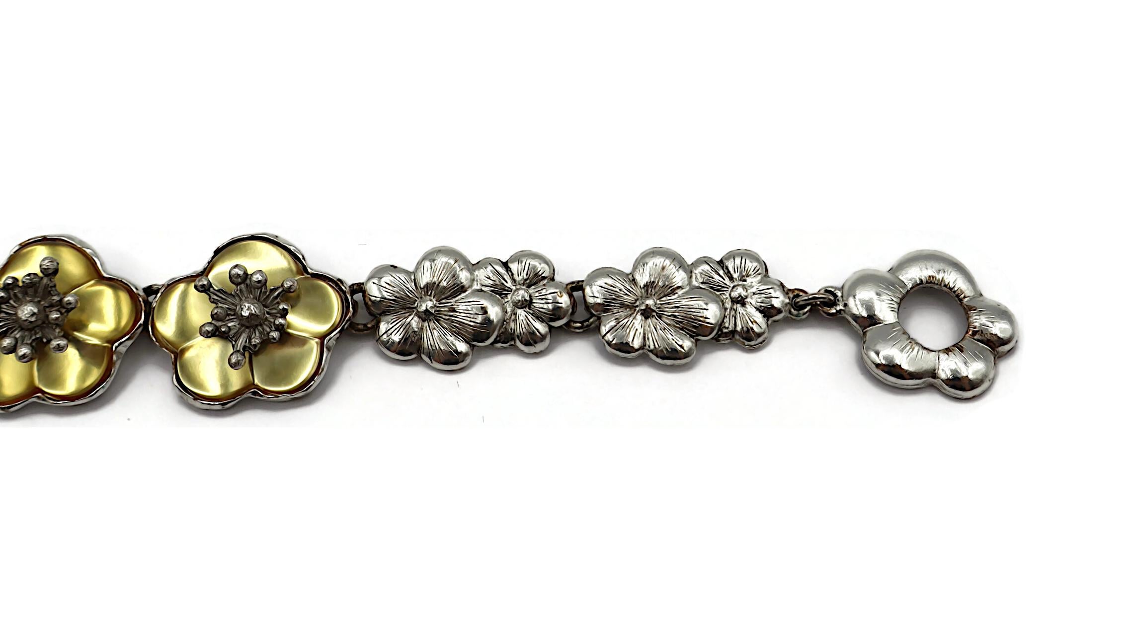 Kenzo - Collana vintage con fiori in resina in tonalità argento in vendita 5