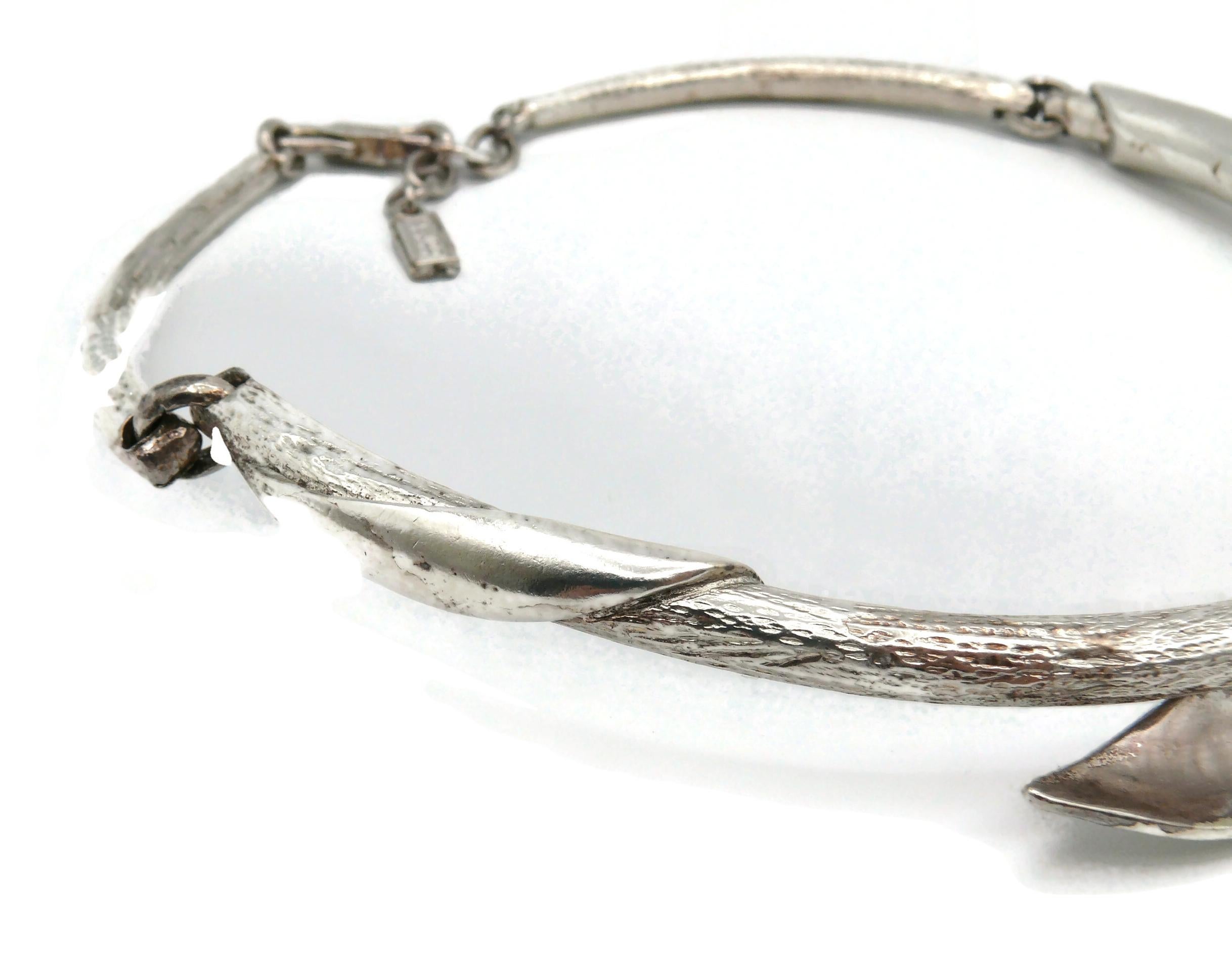 KENZO Vintage Calla Lily Flower Rigid Choker Necklace 8