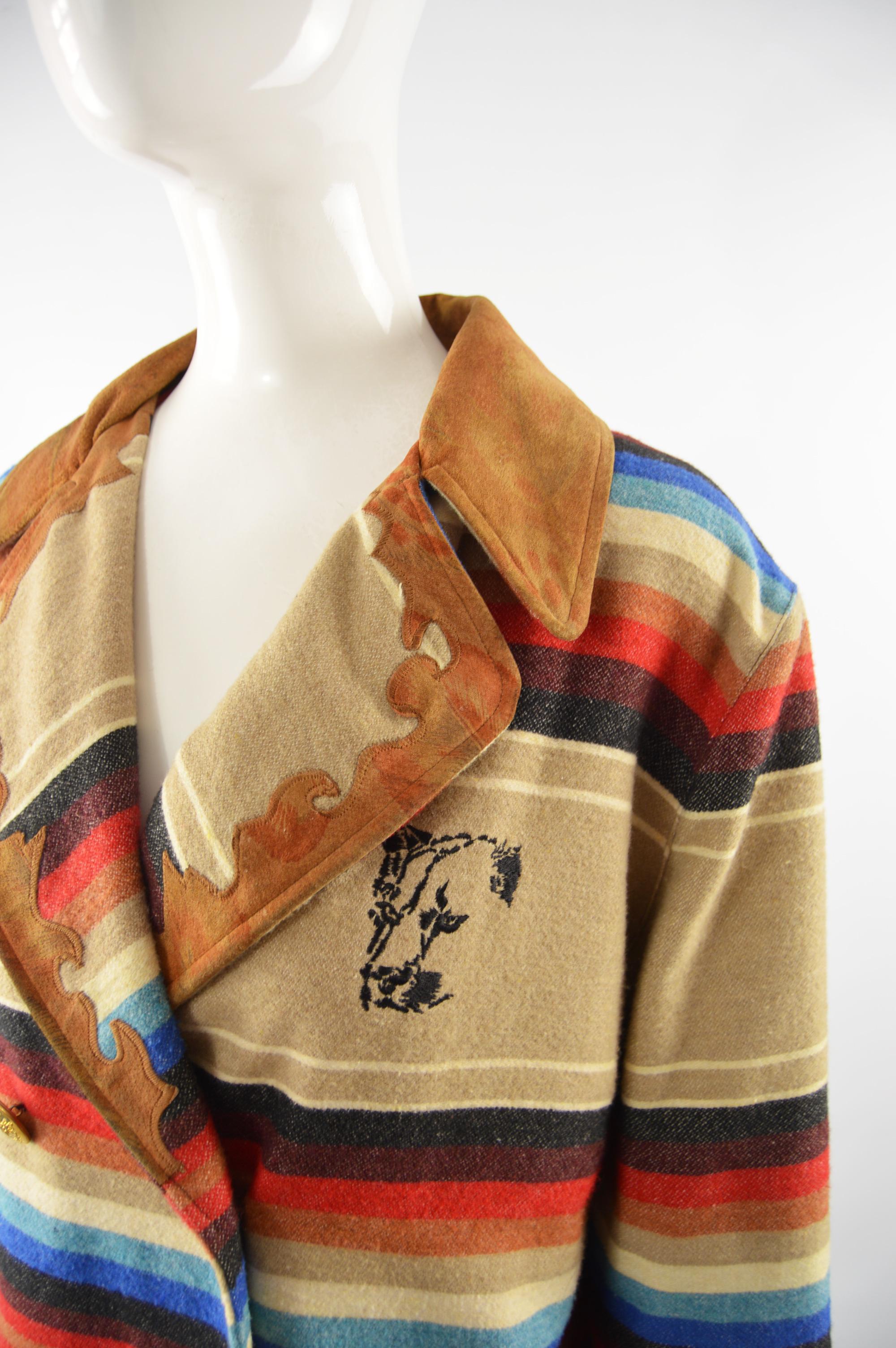 Brown Kenzo Vintage Suede Fringed Blanket Coat