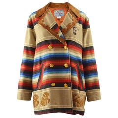 Kenzo Vintage Suede Fringed Blanket Coat