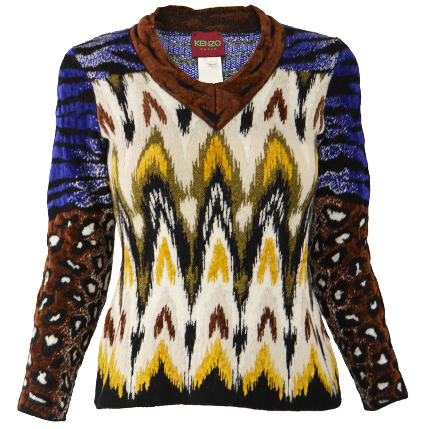 Kenzo Vintage Textured Knit Sweater For Sale at 1stDibs