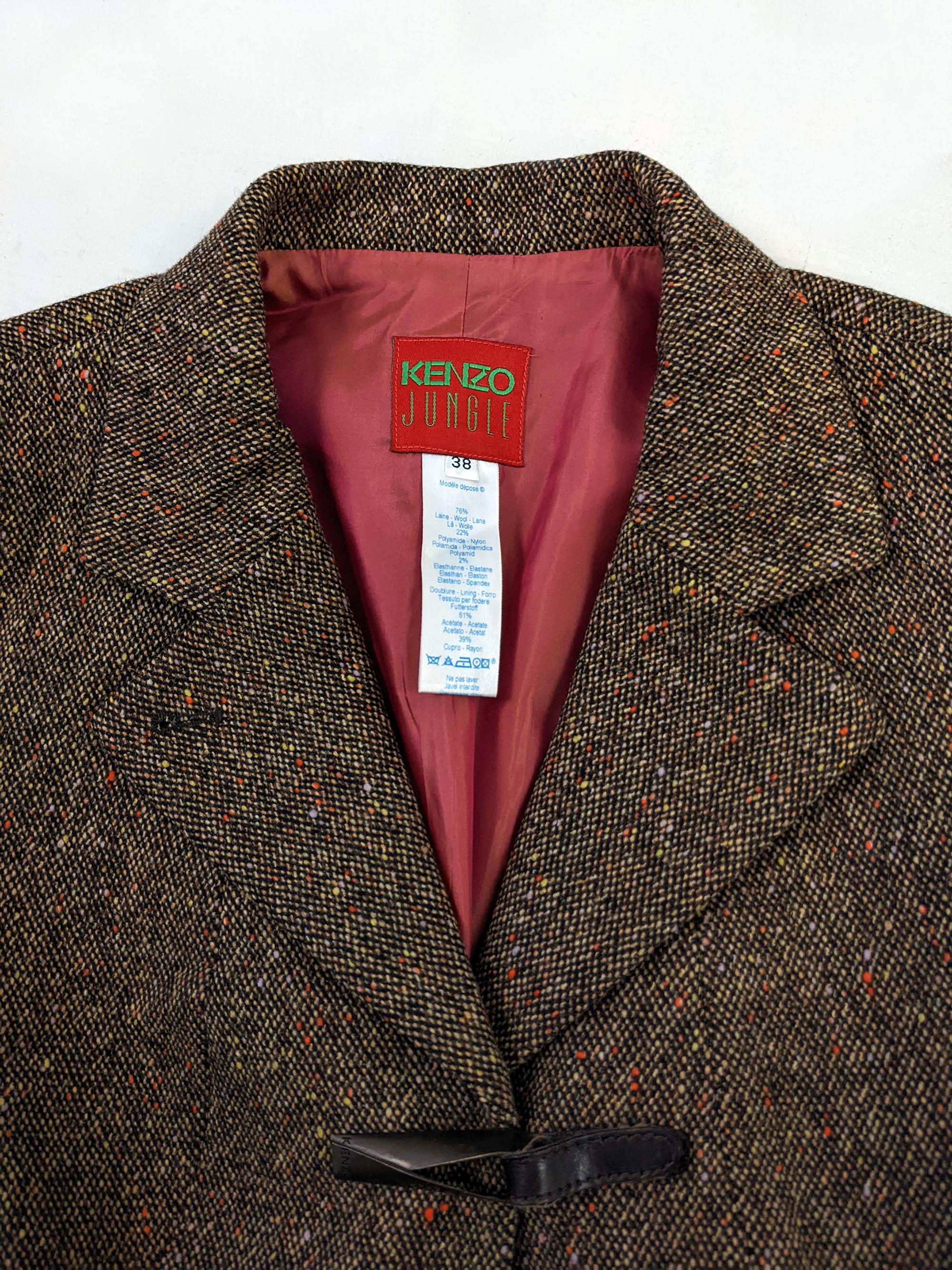 Kenzo Vintage Damen 1990er Jahre Brauner Tweed 2-teiliger Hosenanzug mit weitem Bein im Angebot 3