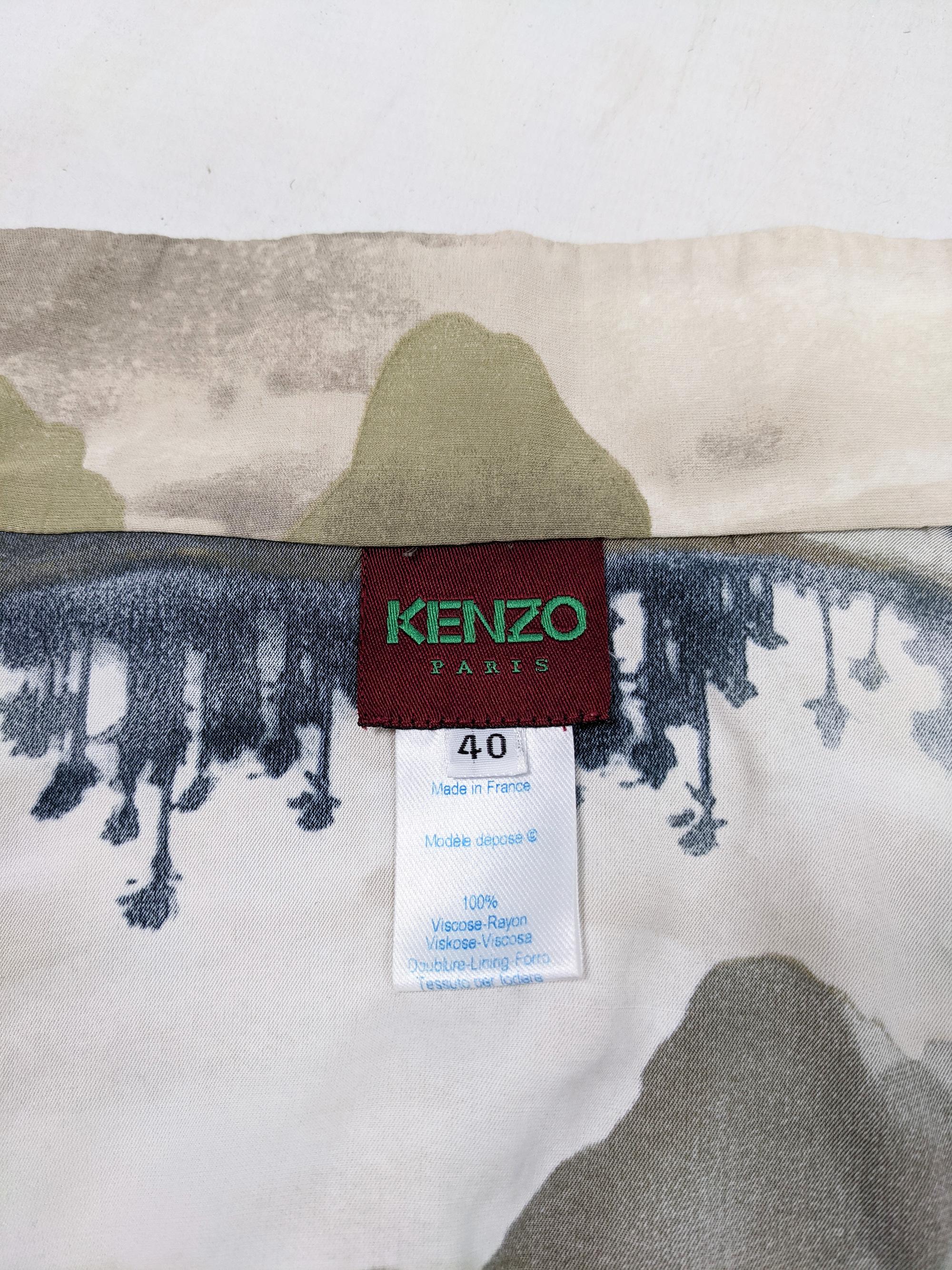 Women's Kenzo Vintage Womens Beige Abstract Print Harrington Jacket 