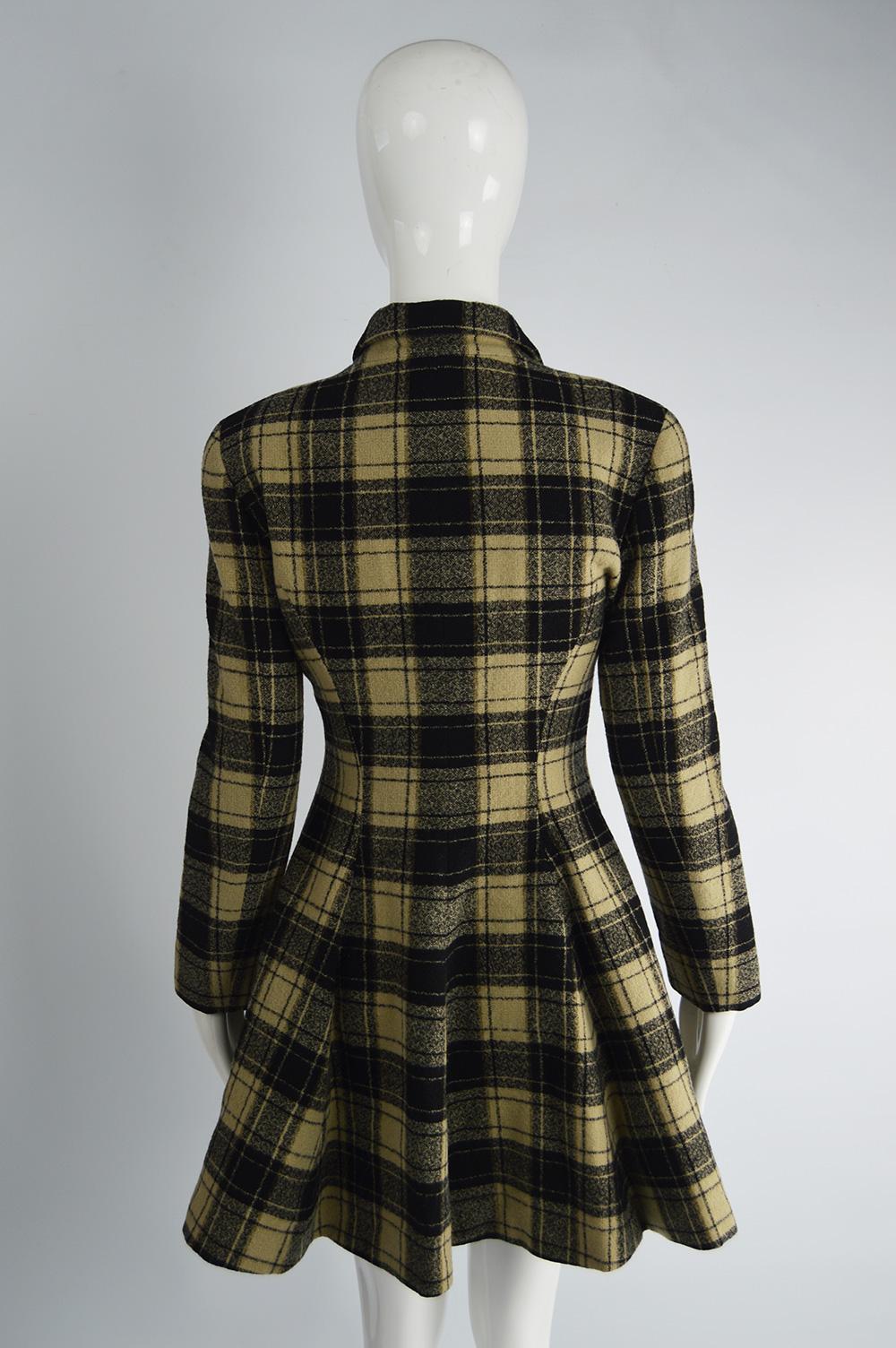 Kenzo Vintage Women's Checked Wool Tweed Flared Skirt Princess Coat, 1980s 3