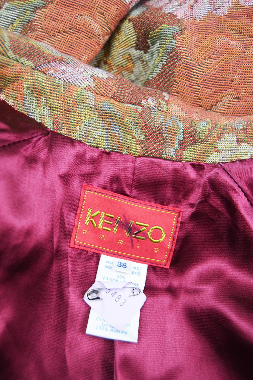 Kenzo Vintage Women's Floral Tapestry Brocade Belted Maxi Coat, 1990s 3
