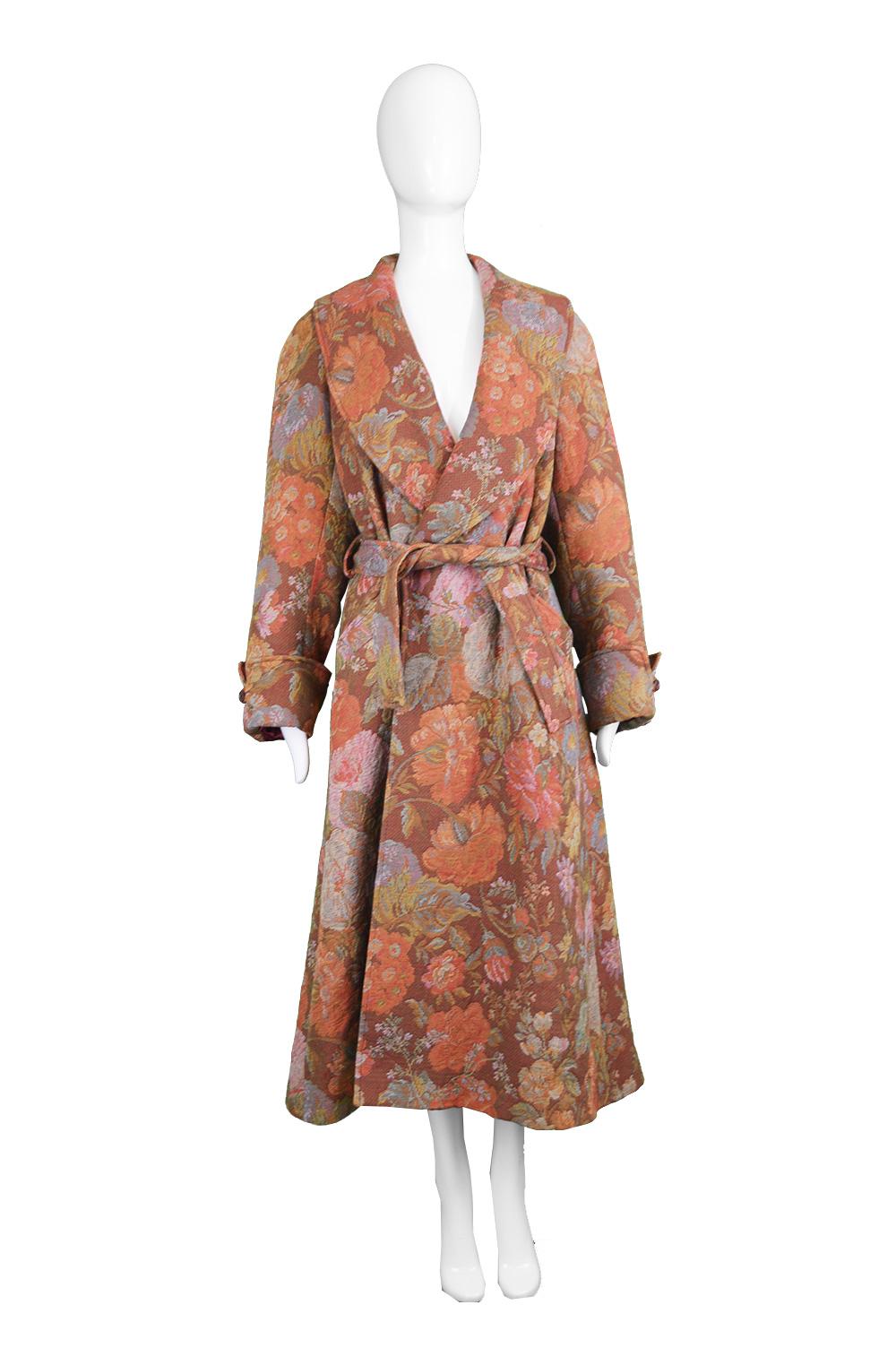 Kenzo Vintage Women's Floral Tapestry Brocade Belted Maxi Jacket, 1990s

Estimated Size: Marked EU 38 which is roughly a UK 10/ US 6 but would also fit a women's Medium due to loose, robe like fit. Please check measurements.
Bust - 42” / 106cm