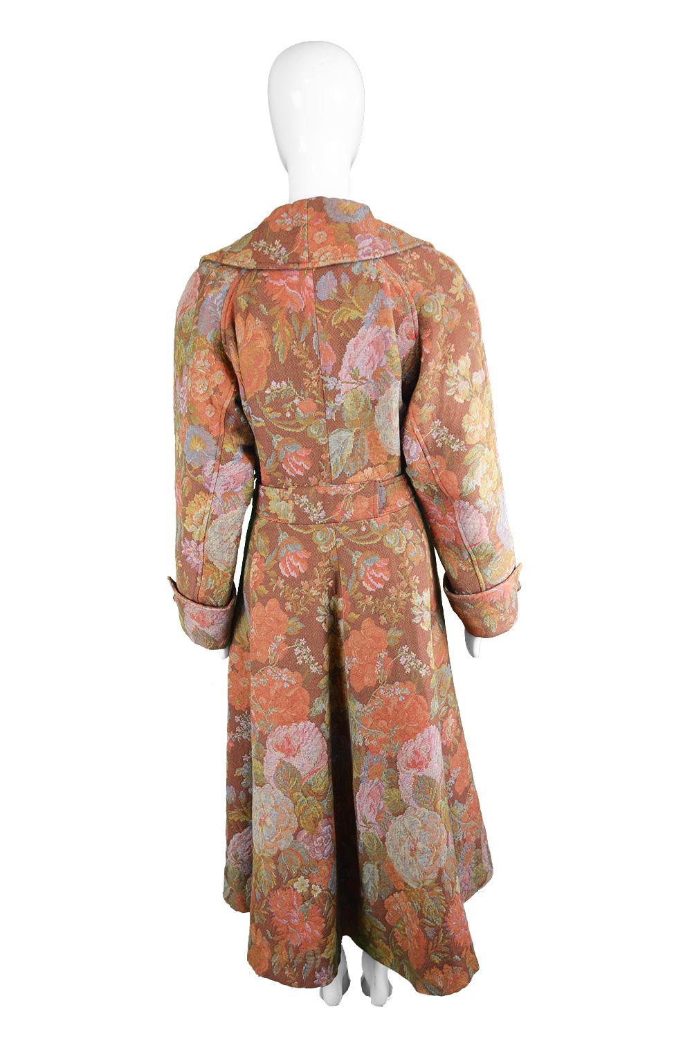Kenzo Vintage Women's Floral Tapestry Brocade Belted Maxi Coat, 1990s 1