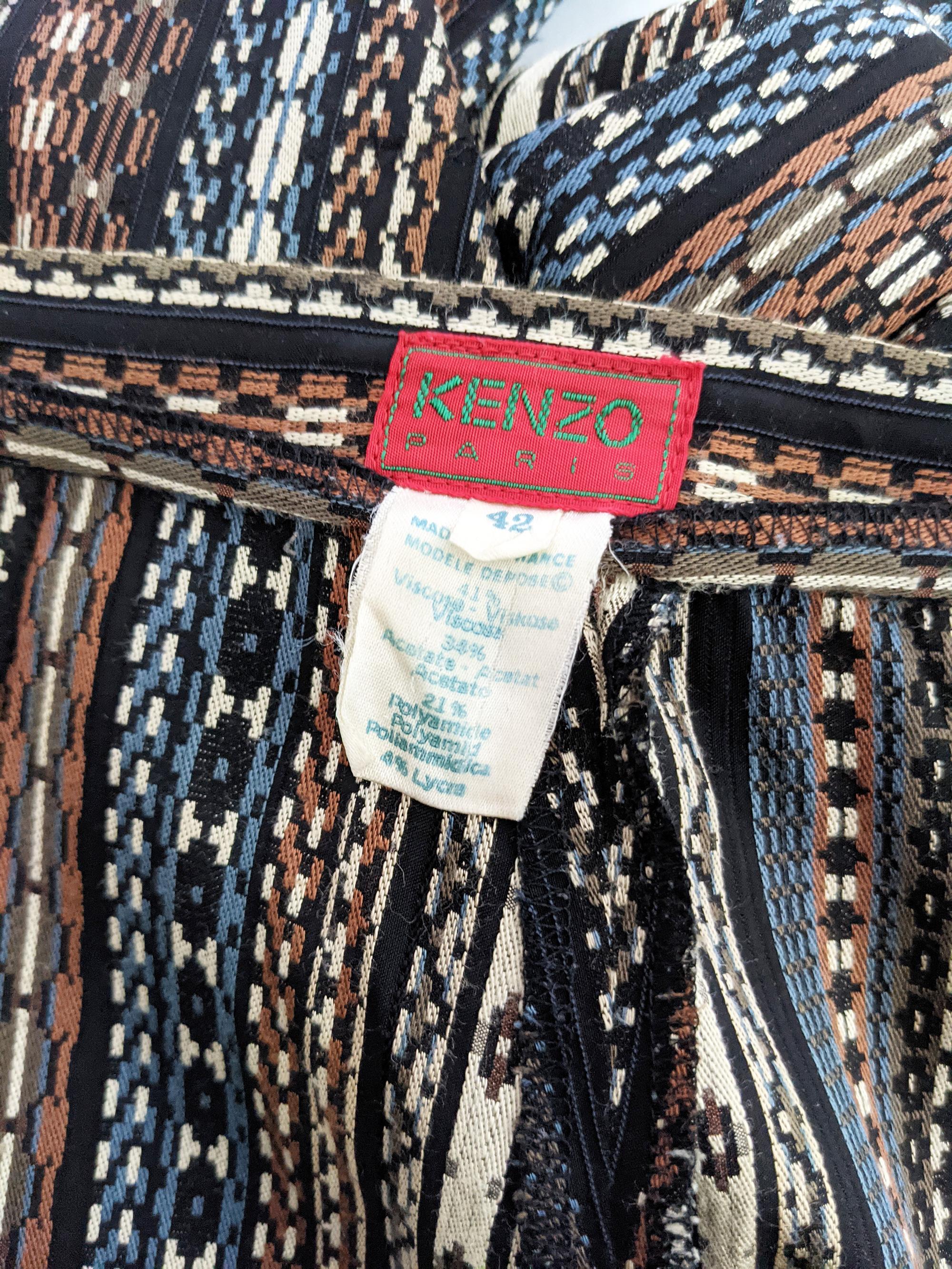 Kenzo Vintage Womens Woven Tapestry Cigarette Trousers Pants, 1990s In Good Condition For Sale In Doncaster, South Yorkshire