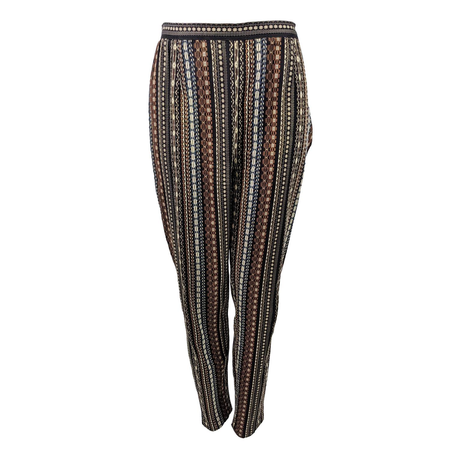 Kenzo Vintage Womens Woven Tapestry Cigarette Trousers Pants, 1990s For Sale