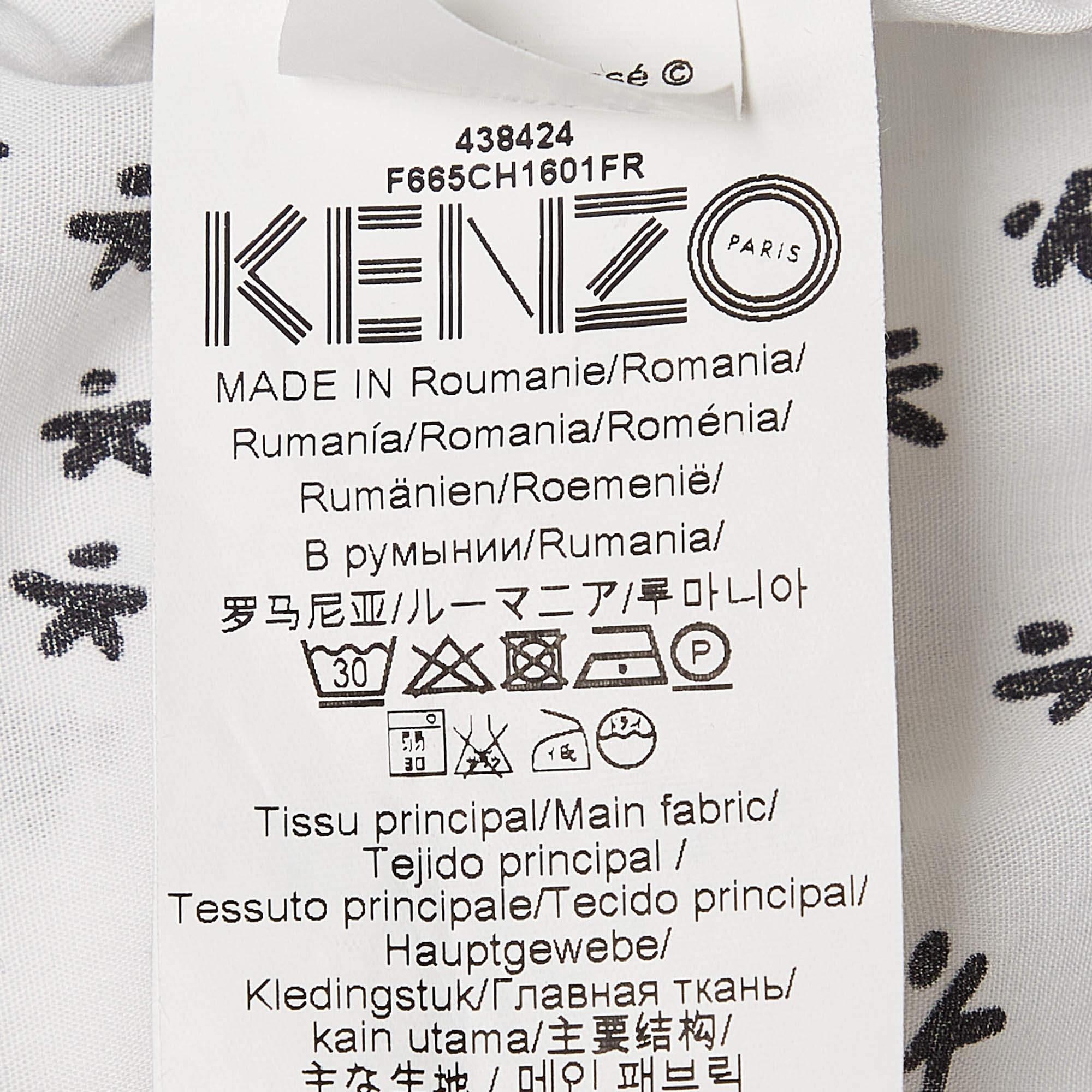 Women's Kenzo White All-Over Print Cotton Shirt L For Sale