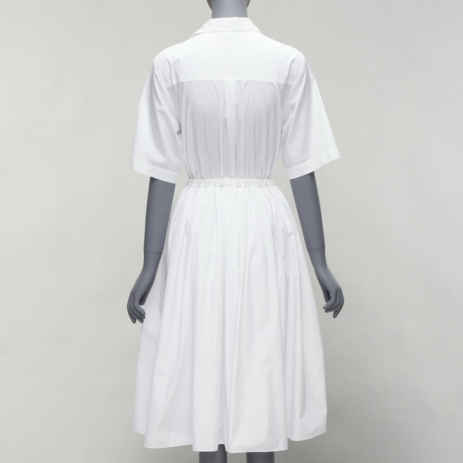 Women's KENZO white cotton bronze snap button down midi dress FR34 XS For Sale