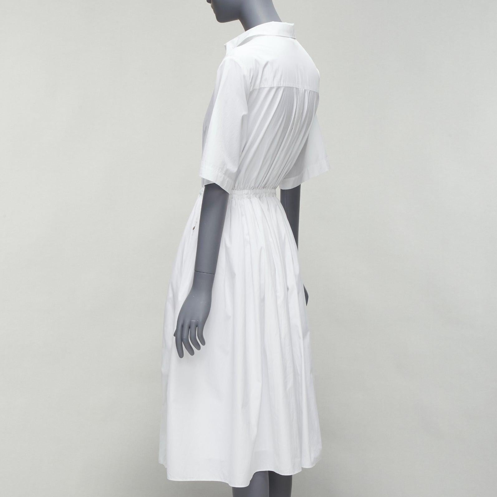 KENZO white cotton bronze snap button down midi dress FR34 XS For Sale 1