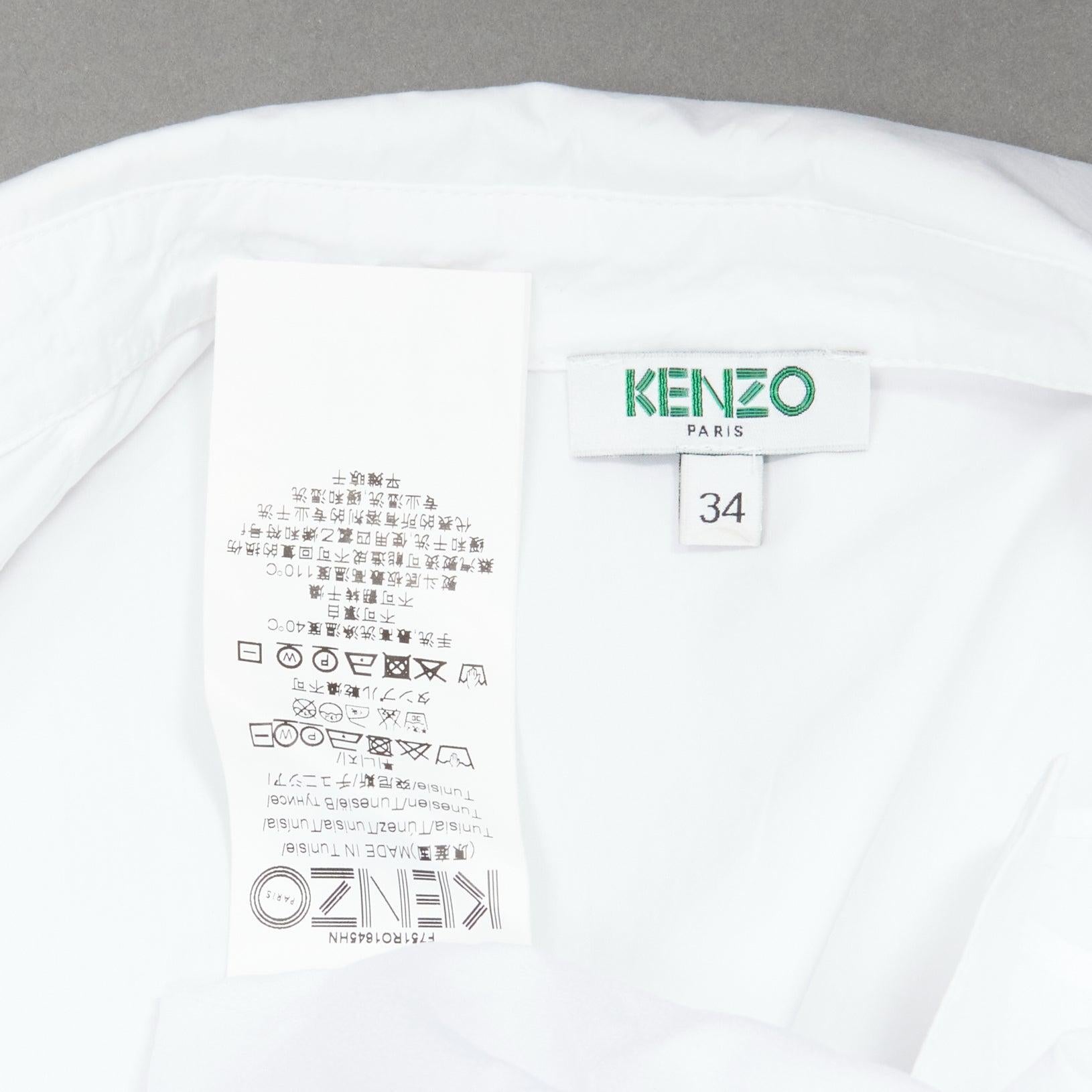 KENZO white cotton bronze snap button down midi dress FR34 XS For Sale 3