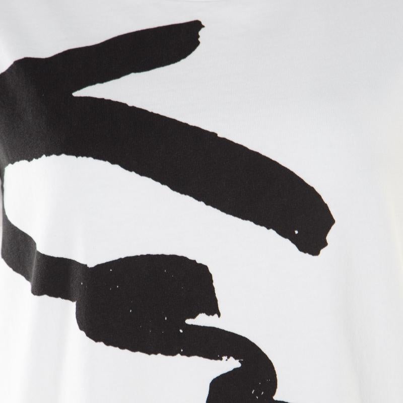 Kenzo White Cotton Signature Print Midi Dress M In Good Condition In Dubai, Al Qouz 2