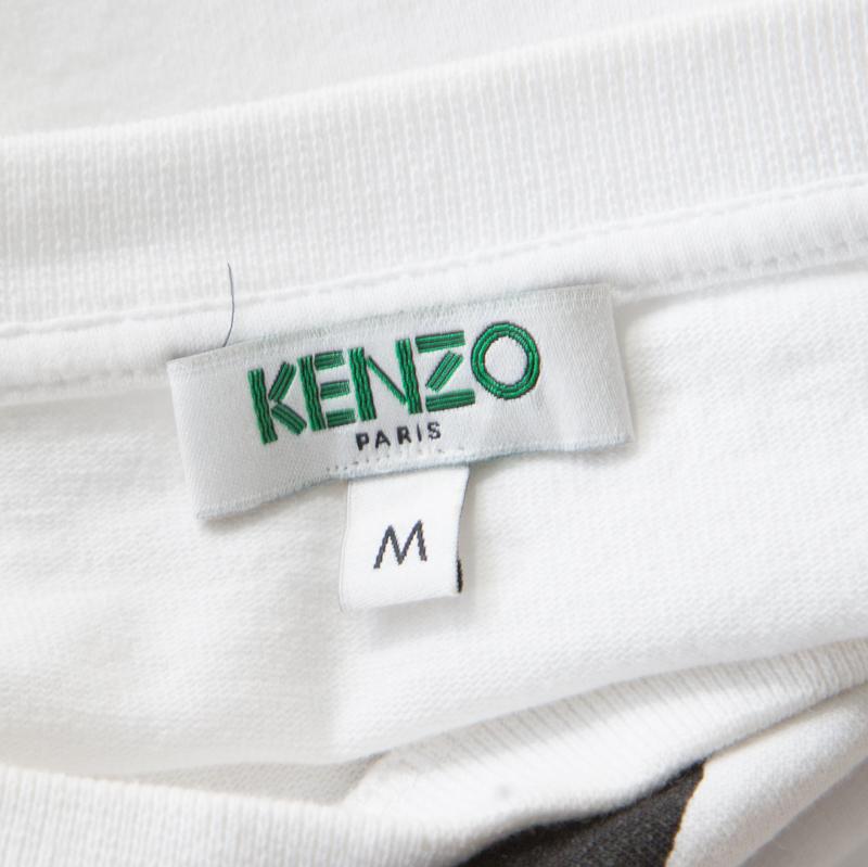 Kenzo White Cotton Signature Print Midi Dress M 1