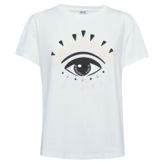 Kenzo White Eye Print Cotton Knit Crew Neck T-Shirt XL
