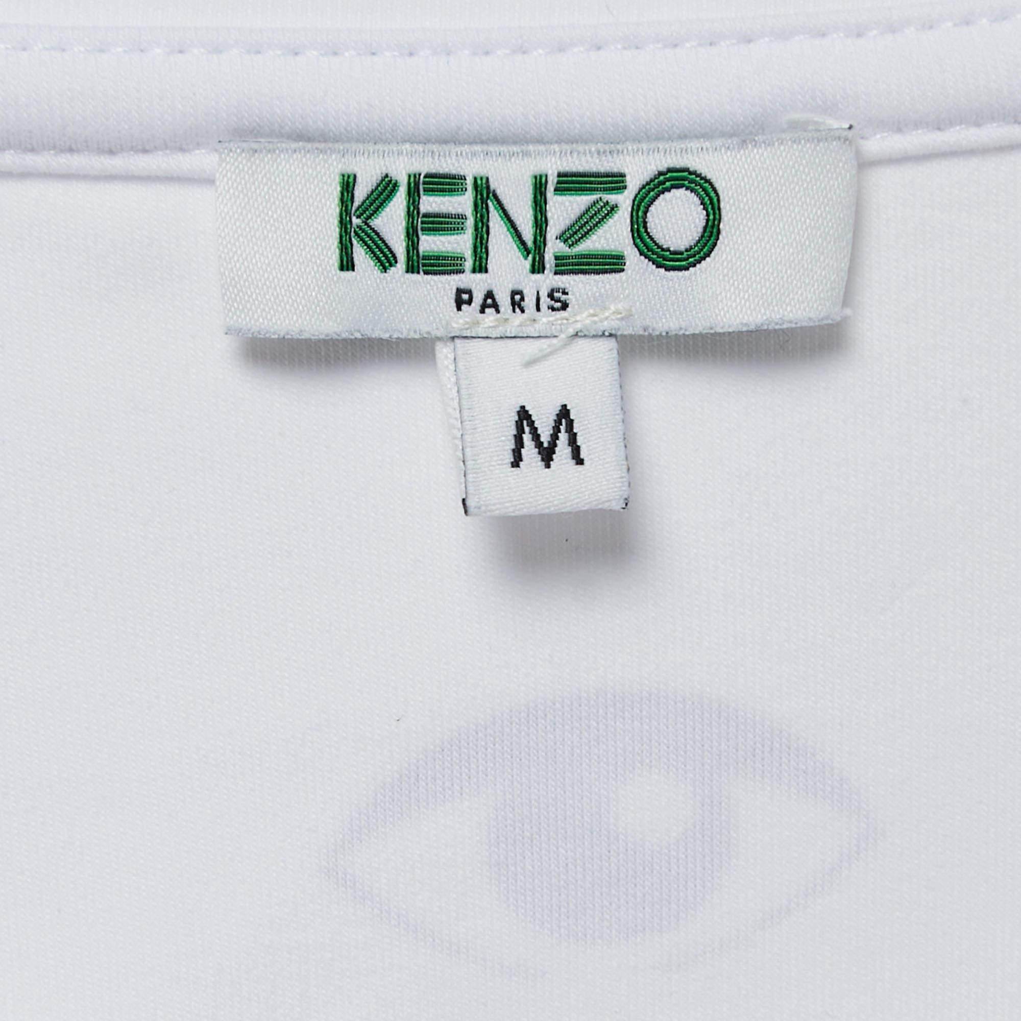 Kenzo White Eye Print Cotton Long Sleeve T-Shirt M In Good Condition For Sale In Dubai, Al Qouz 2