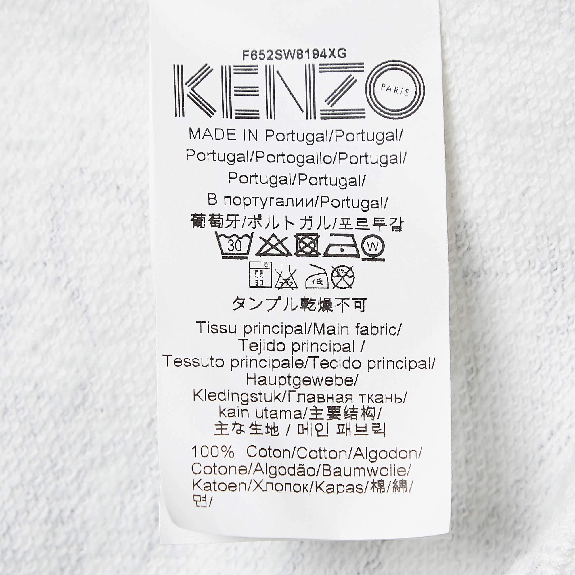 De las mujeres Kenzo Jungle Blanco Sudadera de punto de algodón con cuello redondo S en venta