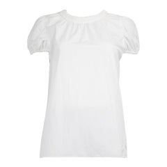 Kenzo White Logo Embroidered Ruch Detail Top Size S