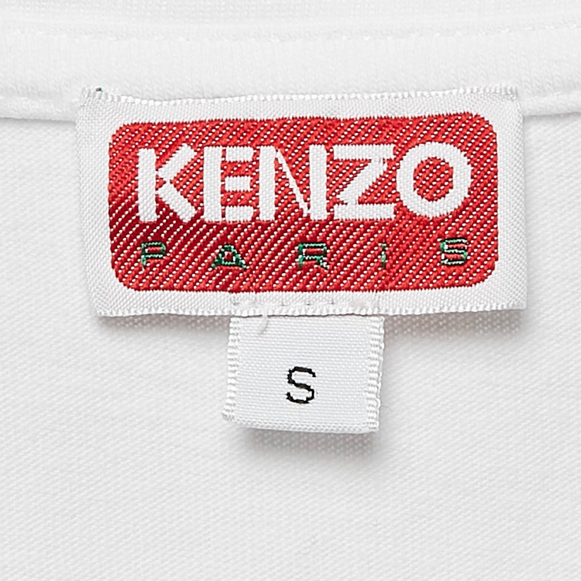 Camiseta cuello redondo Kenzo White Logo Patch Jersey S en Bueno estado para la venta en Dubai, Al Qouz 2