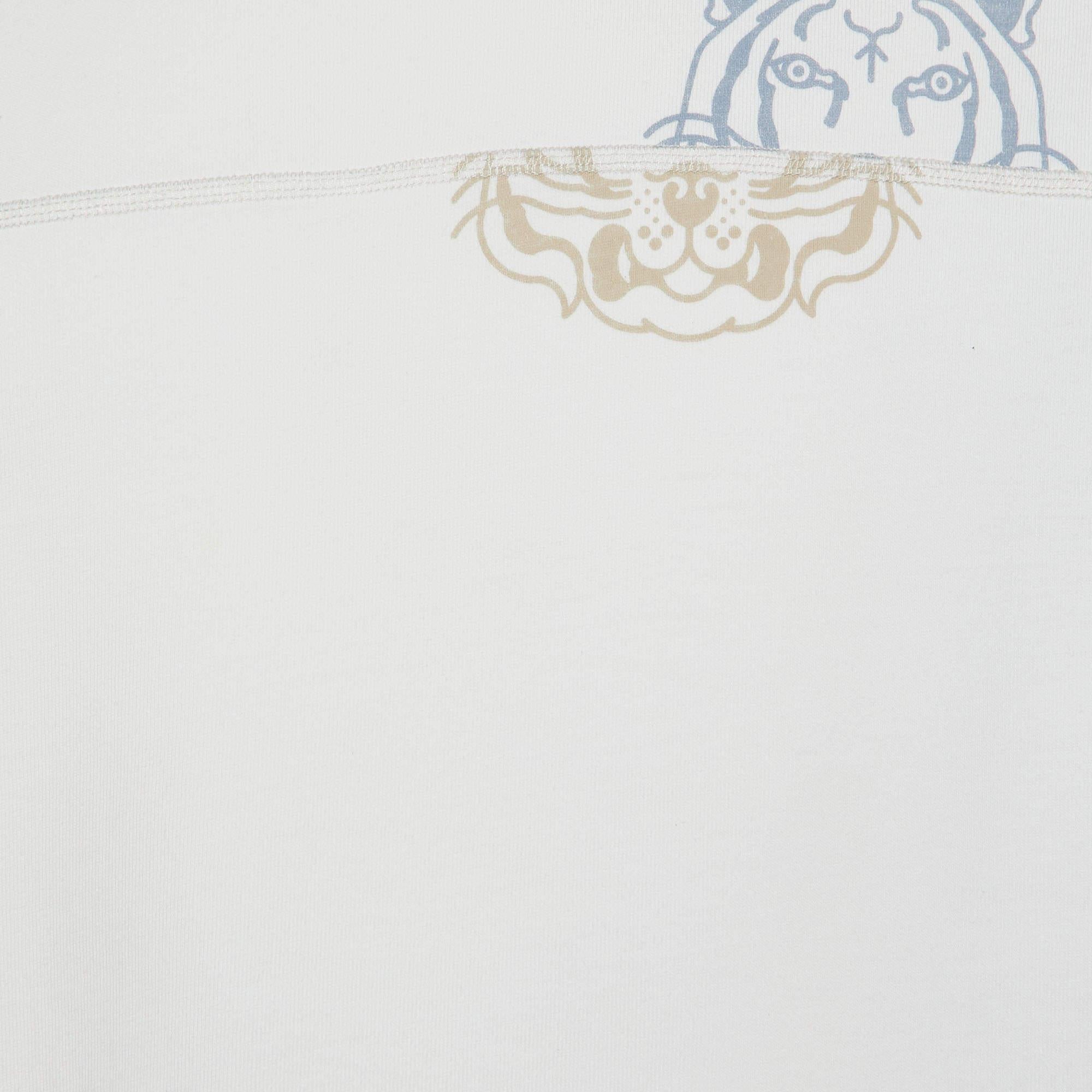 Gray Kenzo White Logo Print Cotton Oversized T-Shirt M For Sale