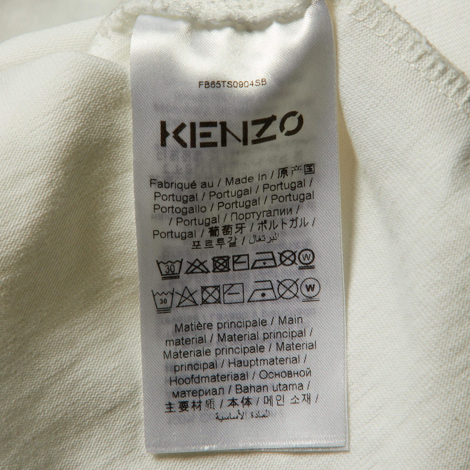 Men's Kenzo White Logo Print Cotton Oversized T-Shirt M For Sale
