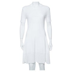 Kenzo White Perforated Knit Fit & Flare Dress L