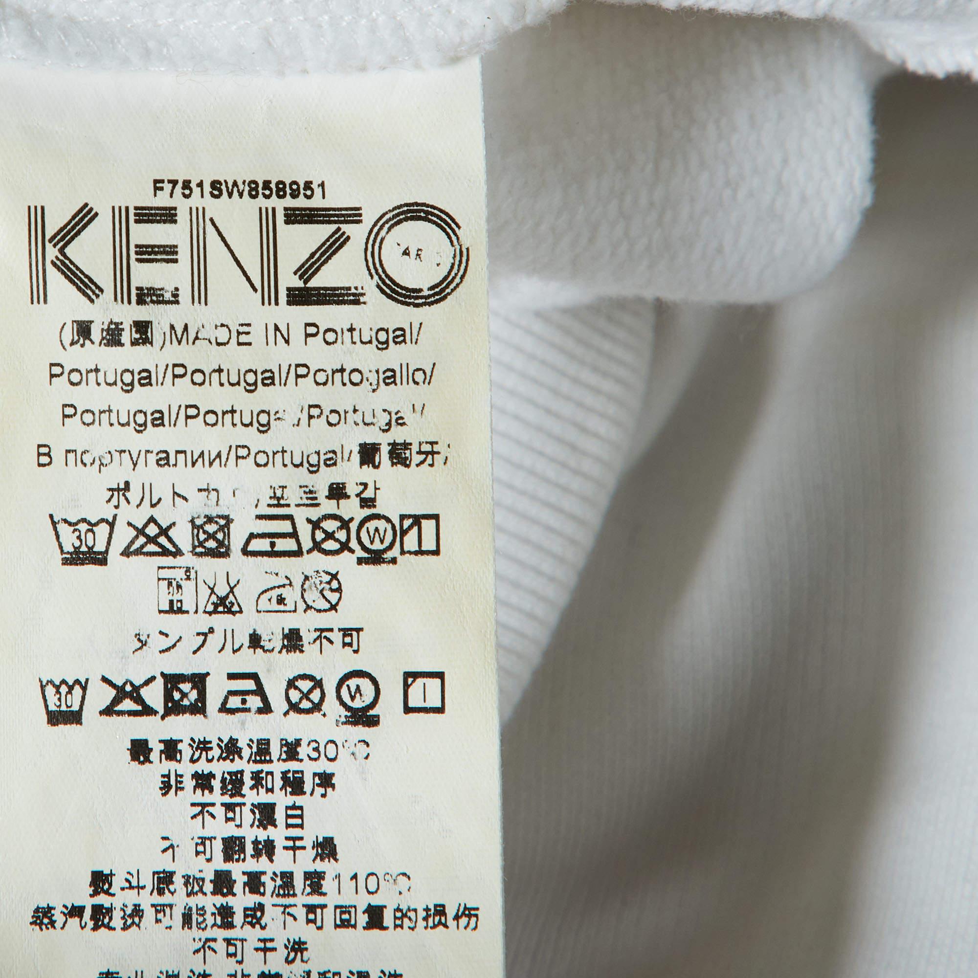Women's Kenzo White Photo Collage Print Cotton Crew Neck Sweatshirt XL For Sale
