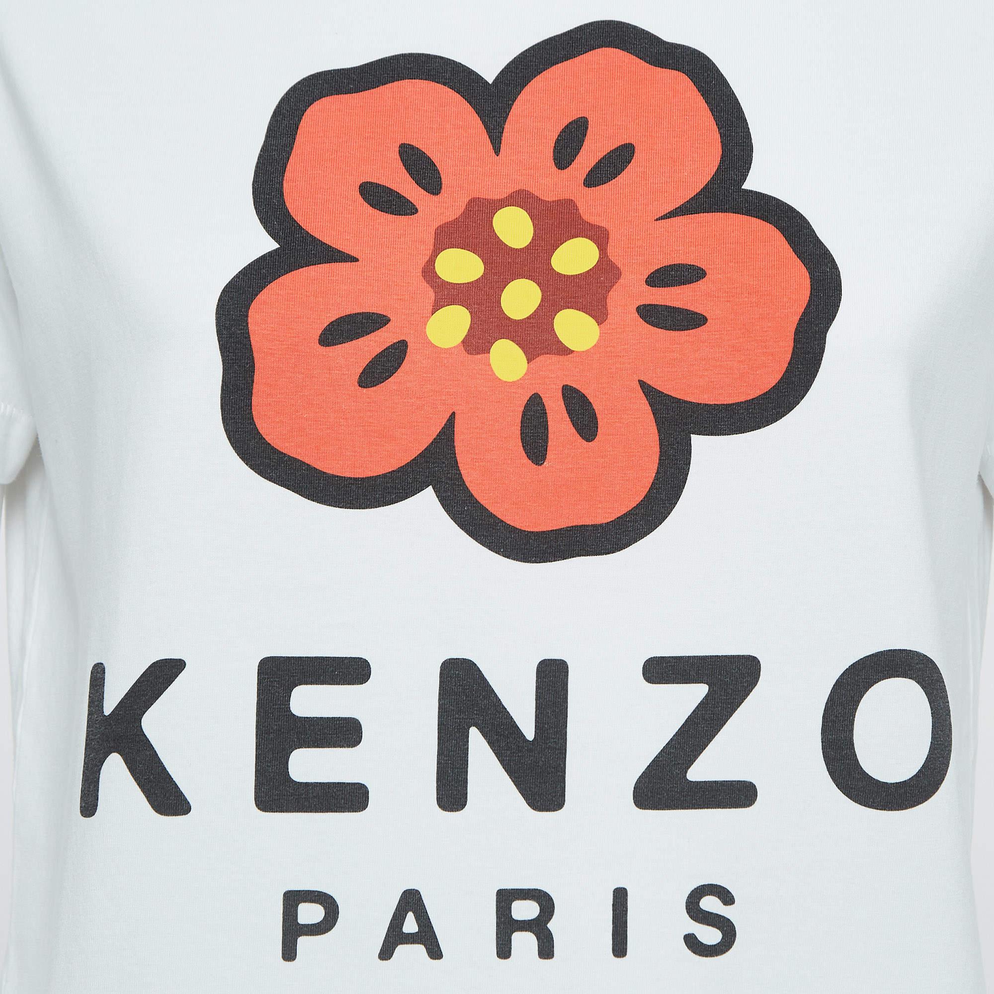 Gris Kenzo - Haut en tricot de coton imprimé blanc XS en vente