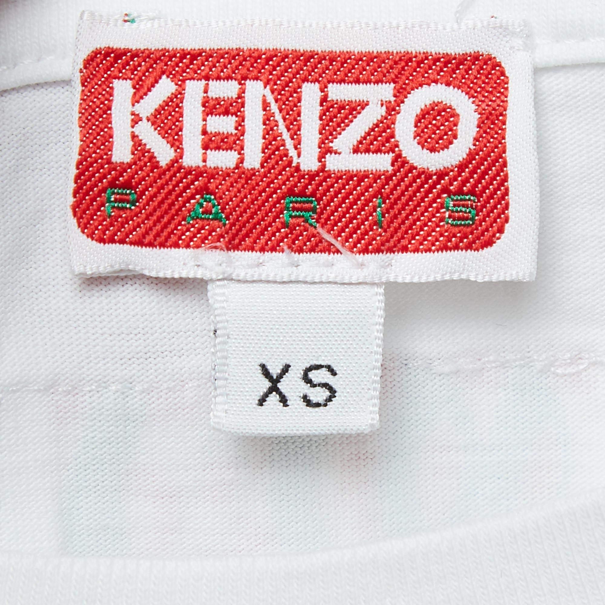Kenzo - Haut en tricot de coton imprimé blanc XS Bon état - En vente à Dubai, Al Qouz 2