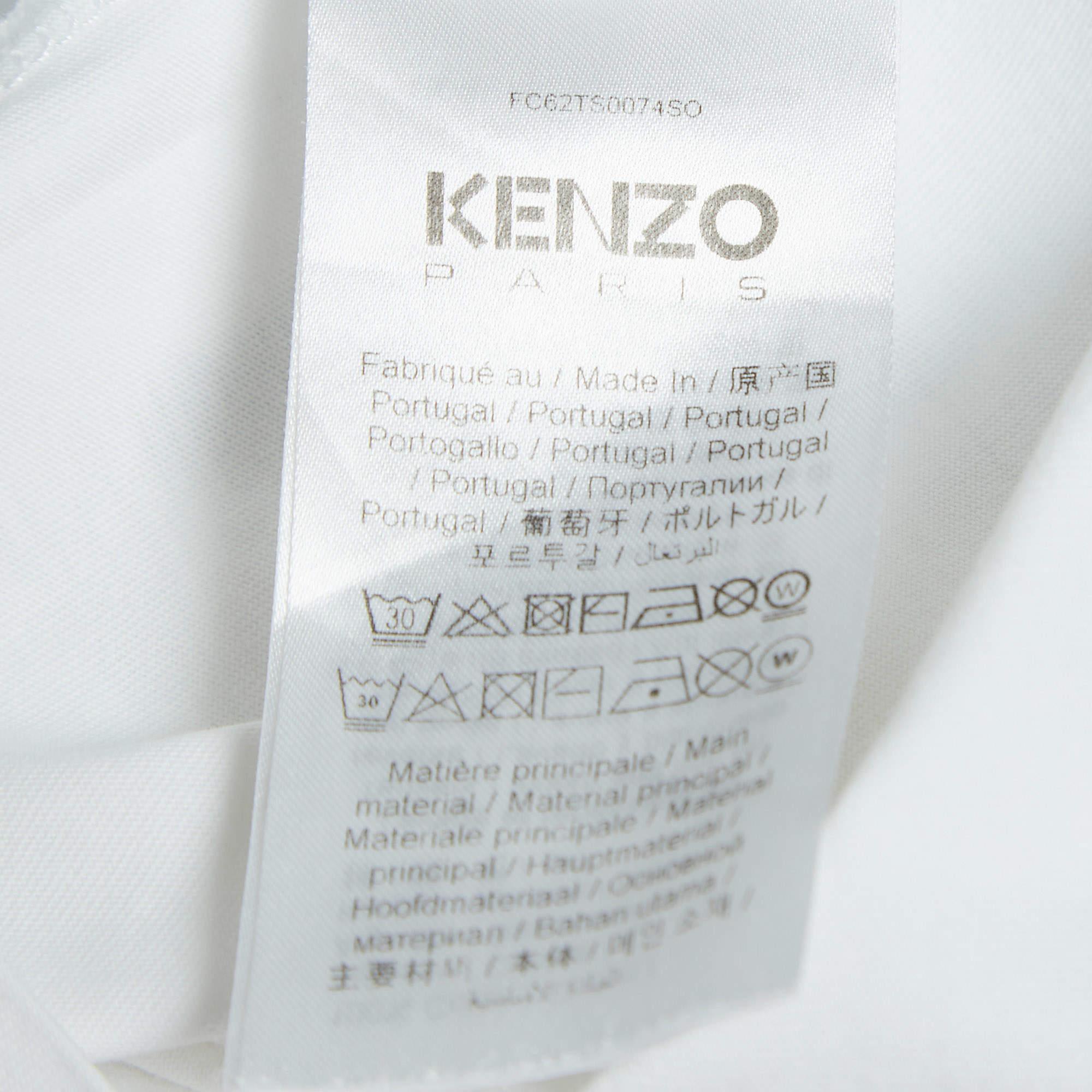 Kenzo - Haut en tricot de coton imprimé blanc XS en vente 1