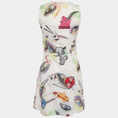 Kenzo White Printed Cotton Zip Front Mini Dress M