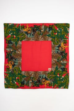 Kenzo Wool Foulard in Red and Green Tones
