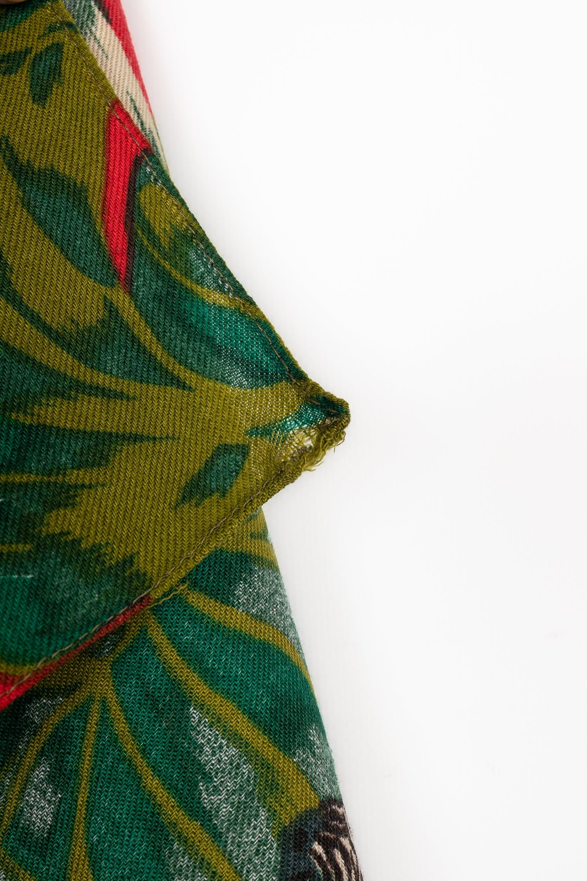 Women's Kenzo Wool Foulard in Red and Green Tones