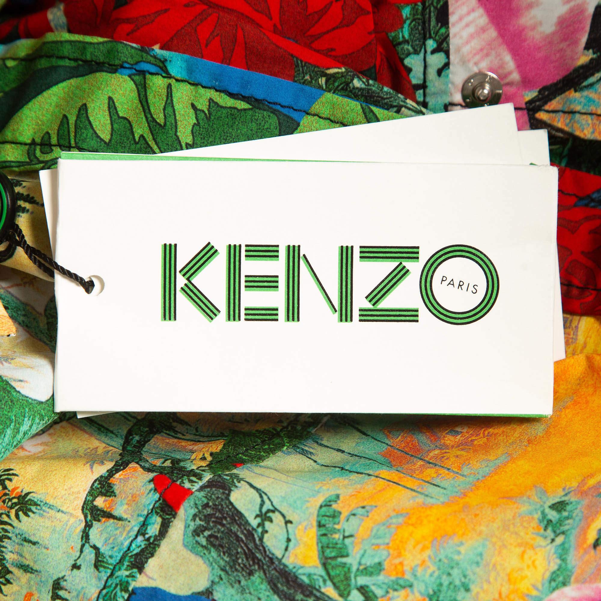 Women's Kenzo X Disney Multicolor The Jungle Book Print Cotton Short Sleeve Shirt M For Sale
