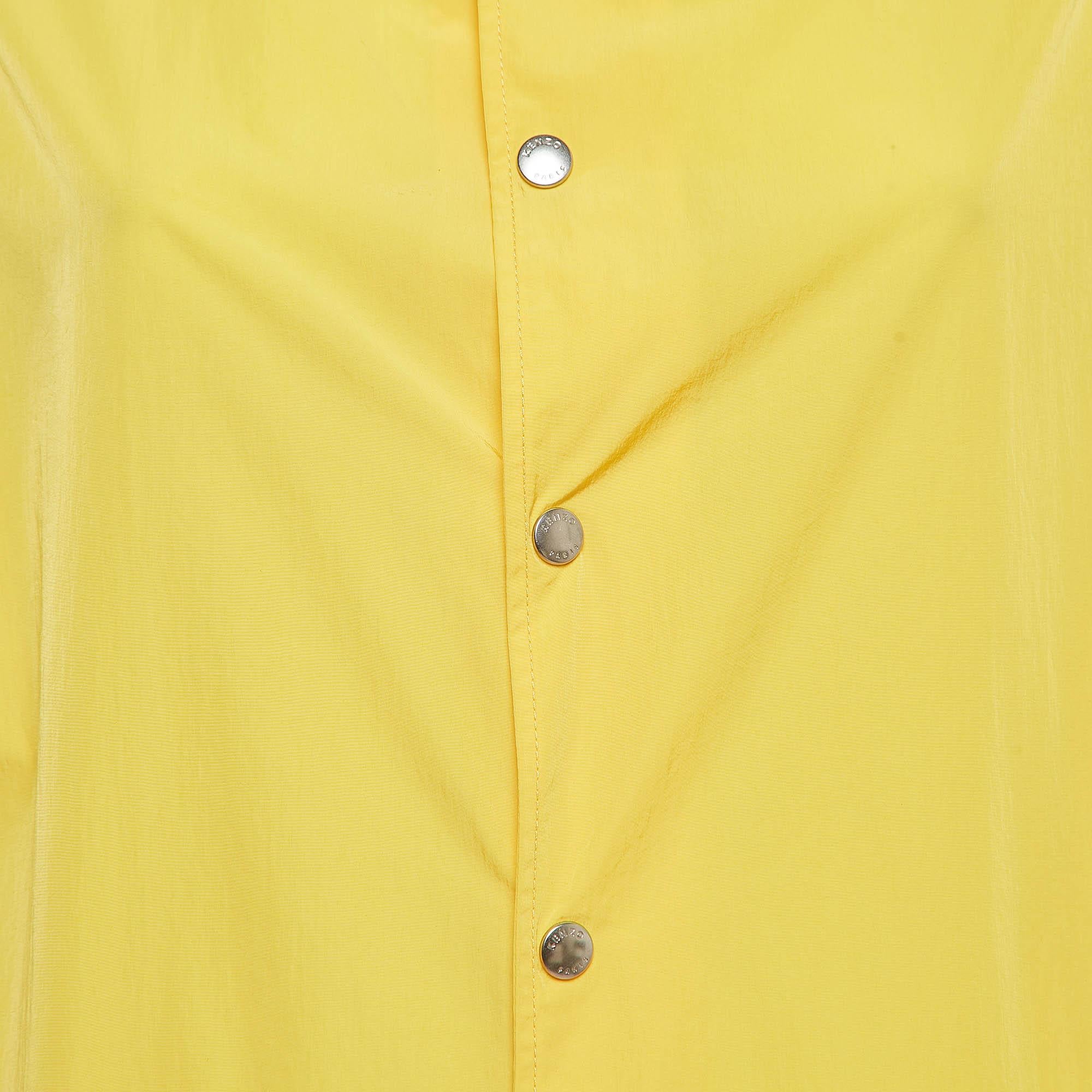 Kenzo Yellow Embroidered Nylon Rain Coat S In New Condition In Dubai, Al Qouz 2