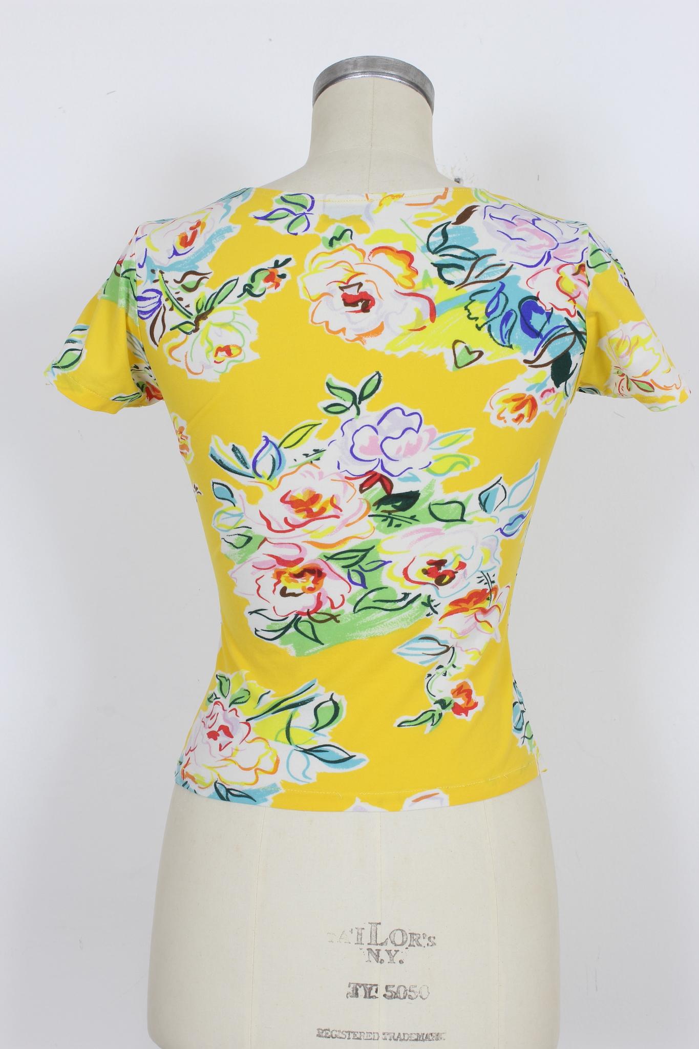 Kenzo Yellow Floral Casual T Shirt 2000s In Excellent Condition For Sale In Brindisi, Bt