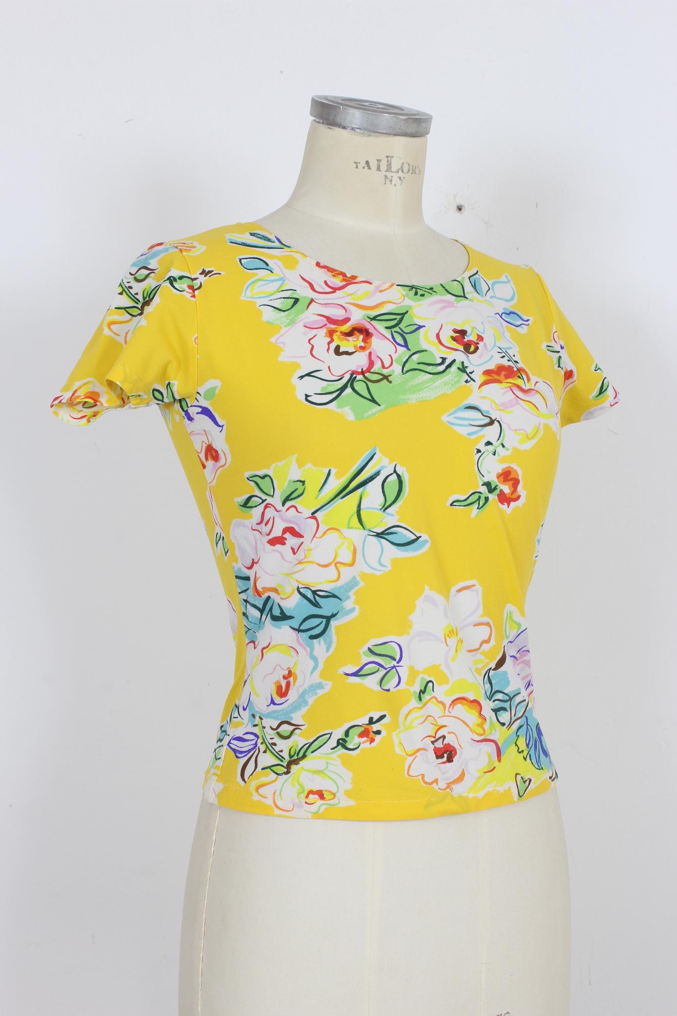 Kenzo Yellow Floral Casual T Shirt 2000s For Sale 1