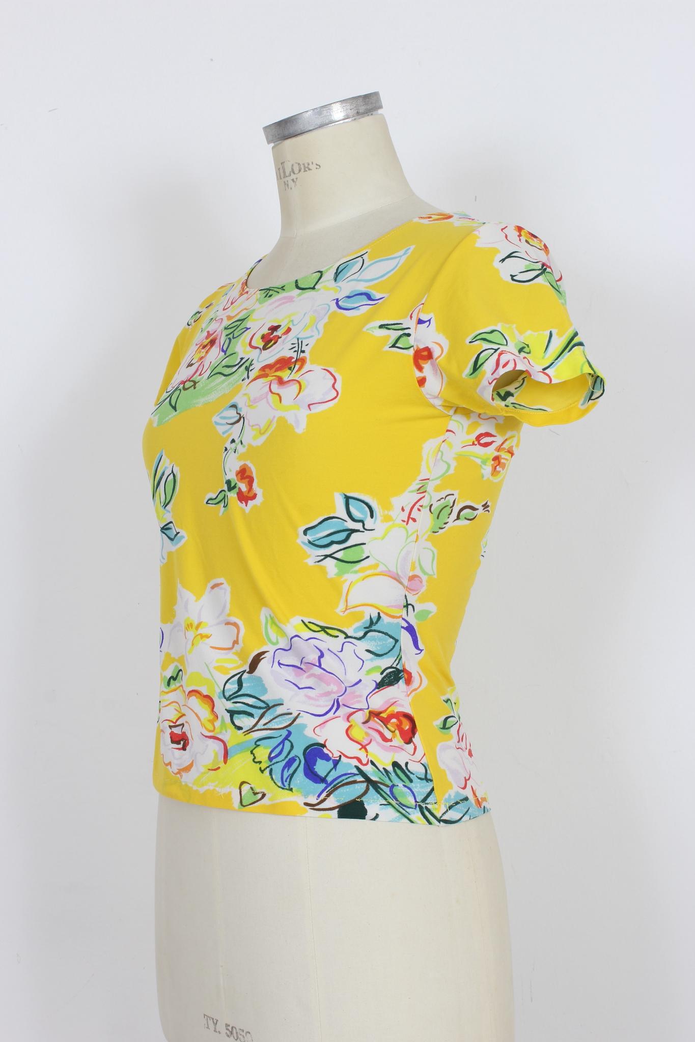 Kenzo Yellow Floral Casual T Shirt 2000s For Sale 2