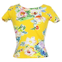 Kenzo Yellow Floral Casual T Shirt 2000s