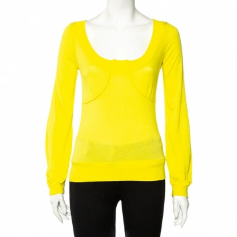 T-shirt Kenzo à col arrondi en maille jaune S
