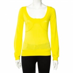 Kenzo - Maglietta a collo alto in maglia gialla - S