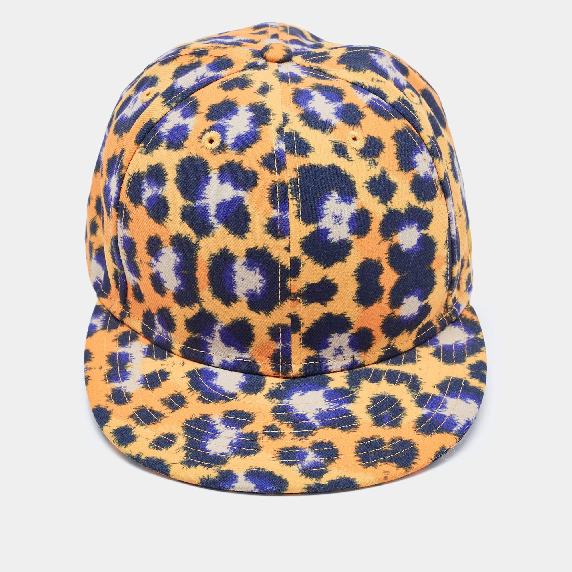 Beige Kenzo Yellow Print Cotton New Era 59 Baseball Cap Size 63.5 For Sale