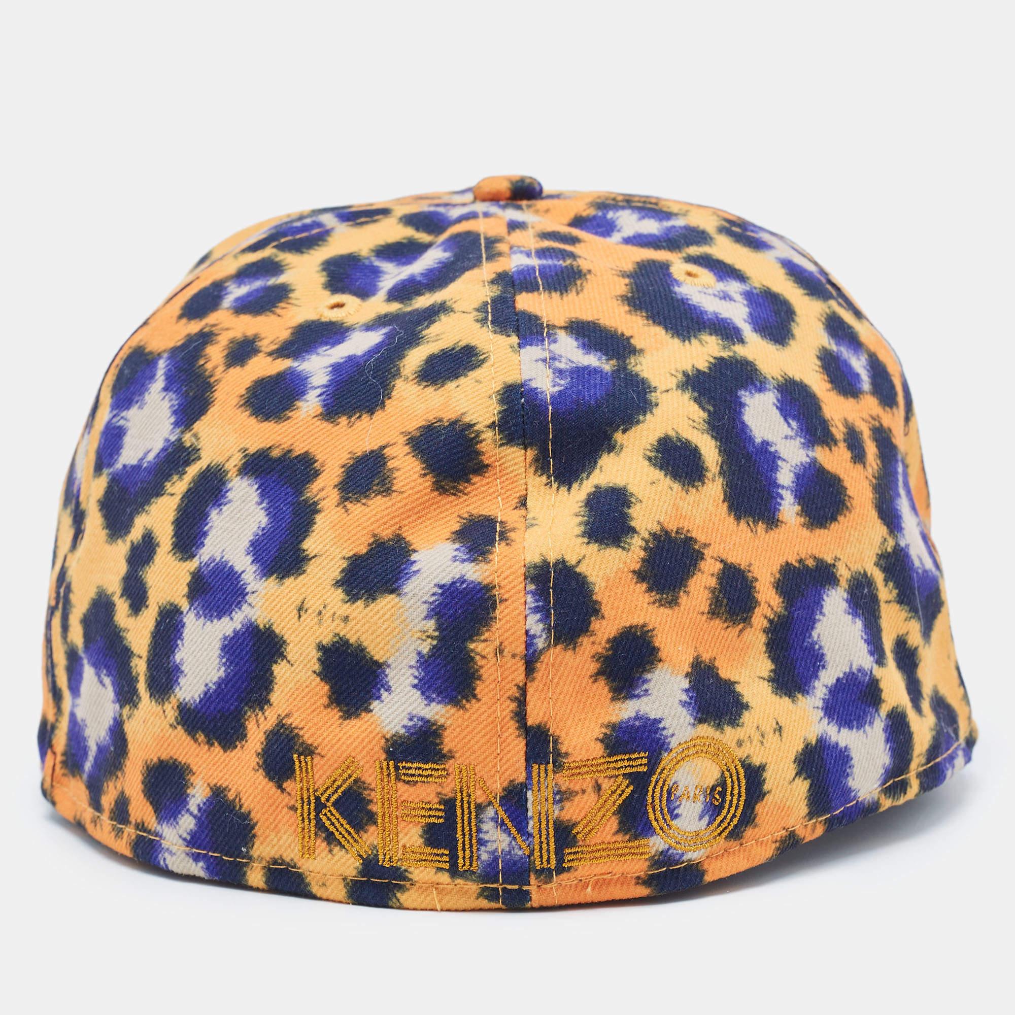 Kenzo Yellow Print Cotton New Era 59 Baseball Cap Size 63.5 In Excellent Condition For Sale In Dubai, Al Qouz 2