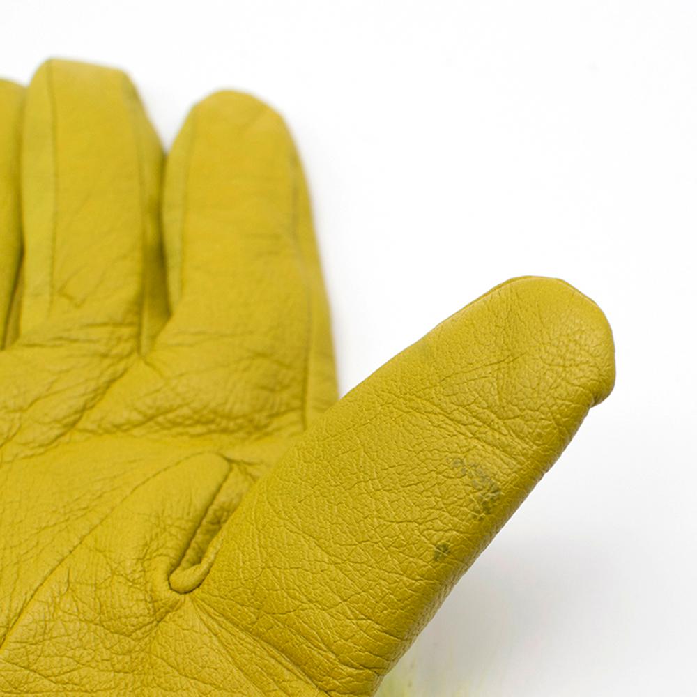 Kenzo Yellow Shearling & Leather Gloves In Excellent Condition In London, GB