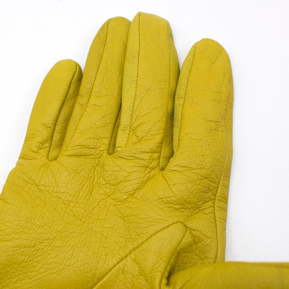 Women's Kenzo Yellow Shearling & Leather Gloves